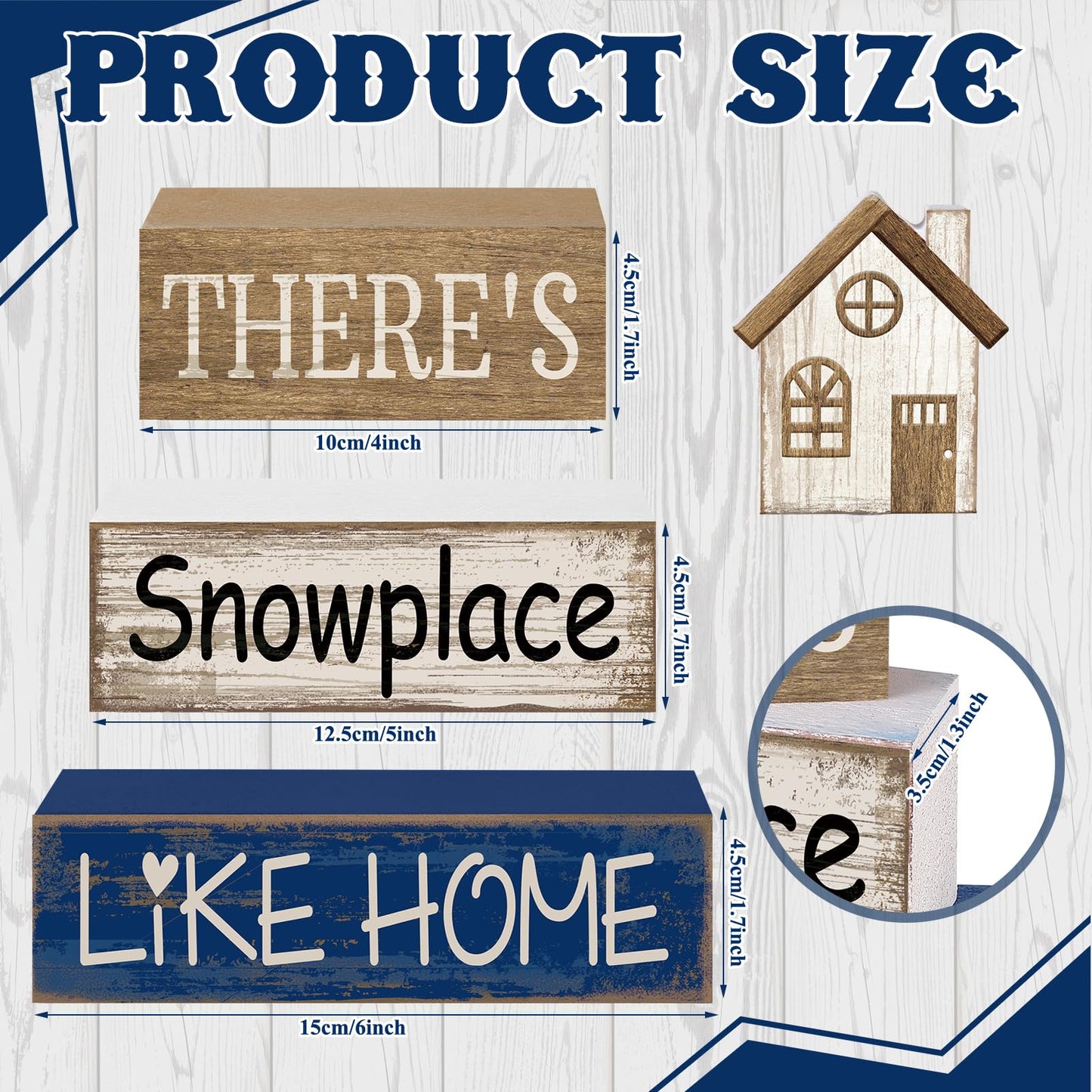 Lineshading 4 Pcs Winter Table Decoration Wooden House Decor Winter Tiered Tray Decor Rustic Decorative House Block Signs Gifts Christmas Centerpieces Farmhouse Sweet Home Decoration for Kitchen Desk