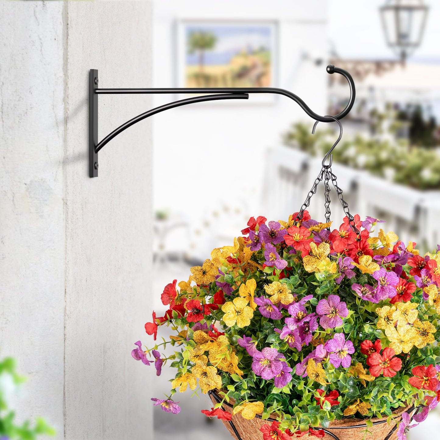 saffruff 11 Inch Heavy Duty Plant Hangers Outdoor, Metal Plant Brackets for Hanging Baskets, Plant Wall Hooks for Bird Feeders, Wind Chimes & Lanterns, Premium Metal Hooks Matte Black, 30lbs Capacity