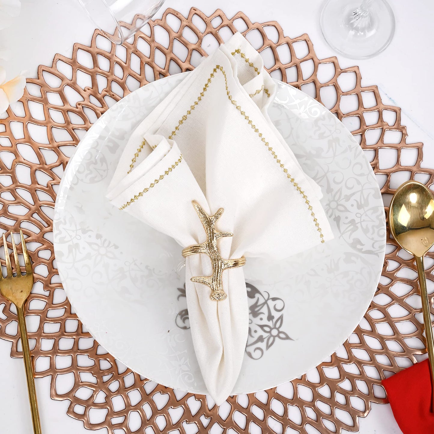 Modern Metal Napkin Rings Set of 12 - Napkin Rings Holder for Dinning Table Parties Dining Table, Weddings, and Special Events - Elegant Table Décor for Home & Restaurants (Gold) - CLEENTABLE
