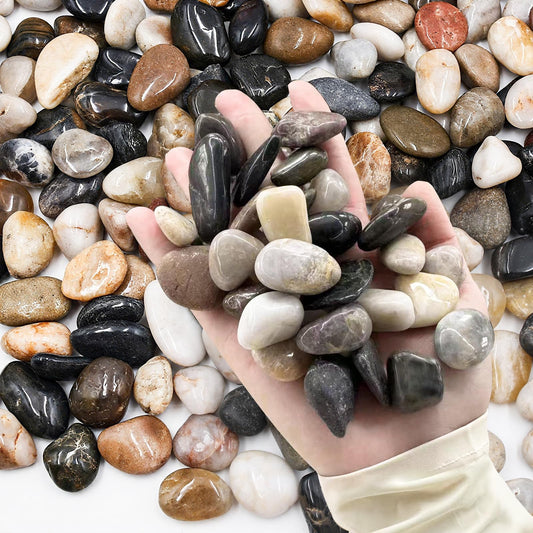 Fahaxiki 6lb Natural Polished River Rocks - 5/16-5/8 Inch Decorative Stones for Plants Garden Landscaping & Outdoor Decor Small Smooth Pebbles for Indoor/Outdoor
