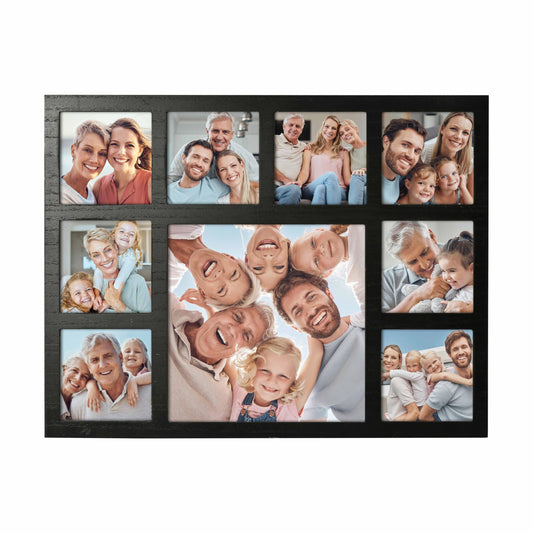 MONT PLEASANT Picture Frame Collage Family Photos Display 4x4 and 8X8-9 Openings Collage Picture Frame for Wall for Tabletop Stand Black Picture Frames Set for Home Decor Family Gifts