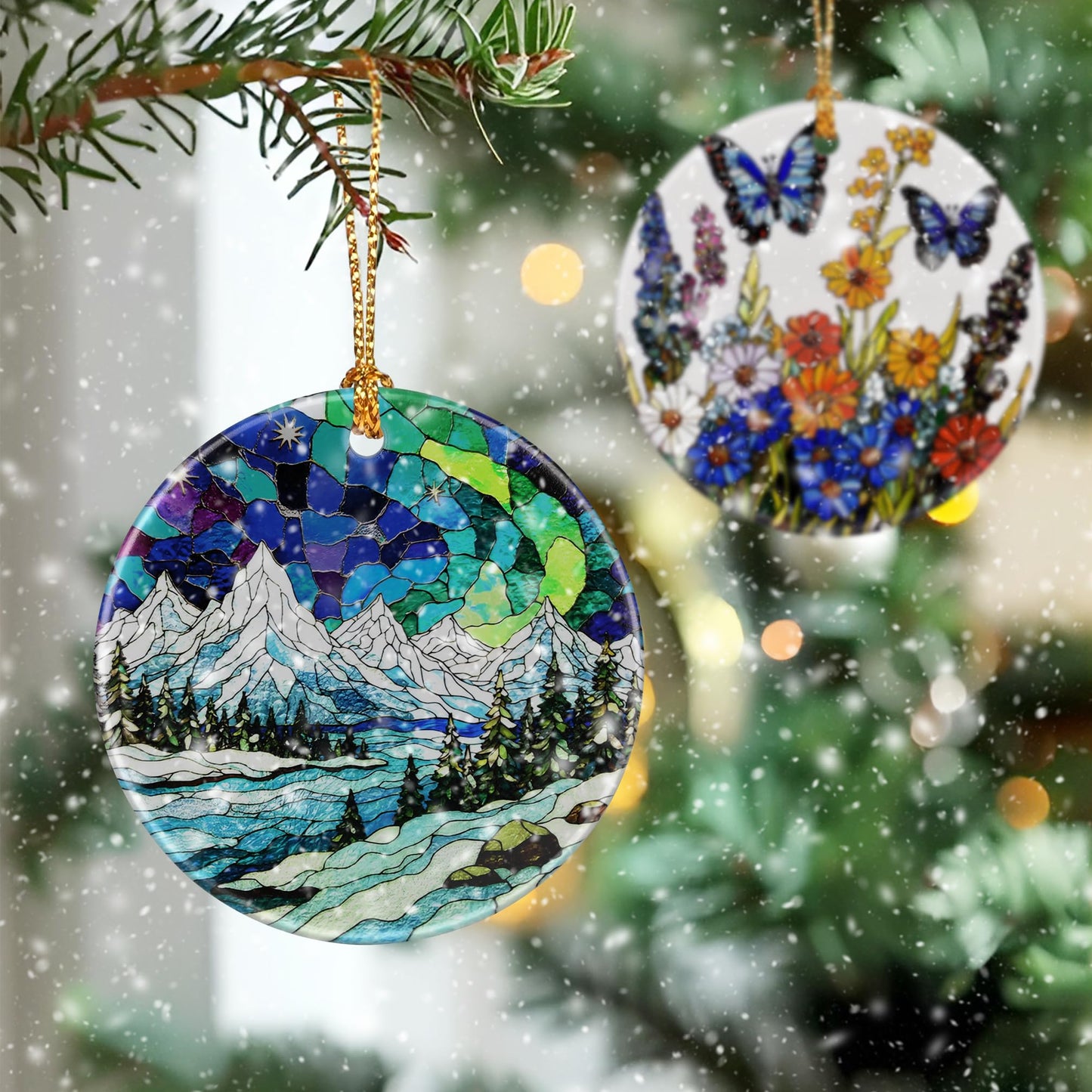 Mountain Landscape Ornament, Christmas Ornament – Christmas Tree Decor, Holiday Decoration, Stocking Stuffer, Festive Gift Idea, Gifts for Nature Lover, Mountain Lover, Friends, and Family