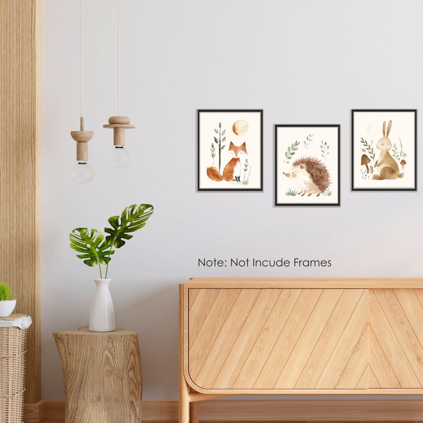 BESERH Woodland Animals Nursery Decor, Wild Animals Forest nursery wall art Hedgehog Fox Hare, Posters Wall Decor for Nursery Boys Girls Room, Framed Set 3, 8x10 Inches Unframed