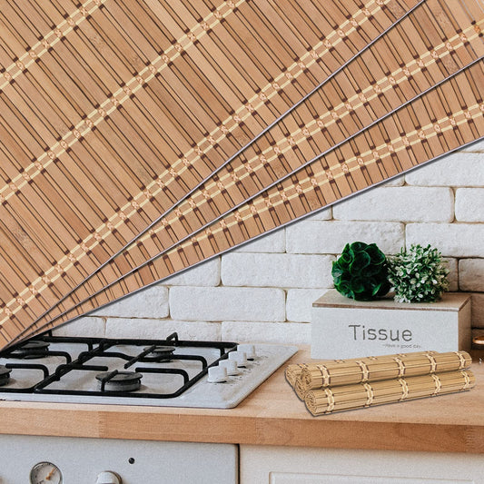NETEHA Natural Bamboo Placemat-4 Pack- Set of Wooden Square Placemats, Suitable for Non-Slip and Resistant Bamboo Table Placemats in Restaurants and Kitchen