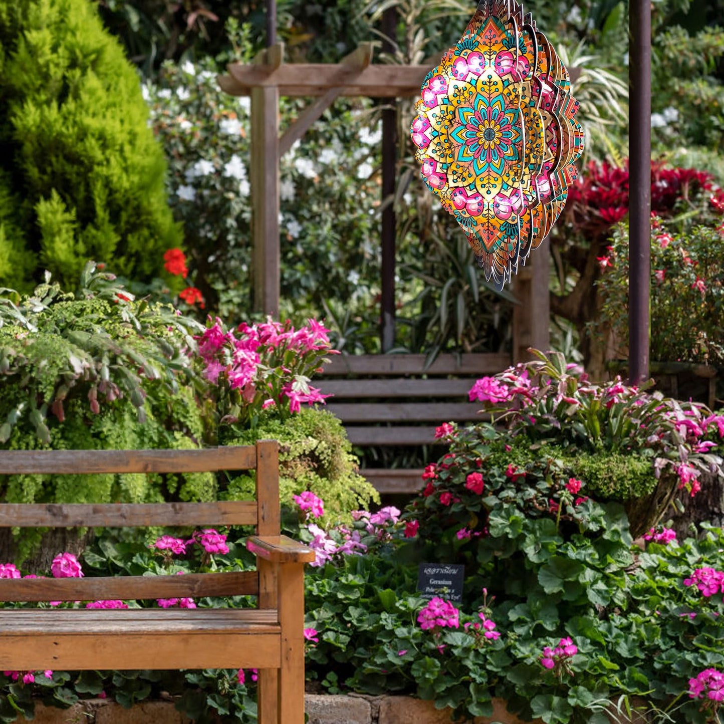 Aoedelyart Wind Spinners Outdoor Mandala Lucky Star,Laser Cut Metal Kinetic Art Wind Spinner Gift for Christmas,12In Stainless Steel Hanging Yard&Garden 3D Wind Sculpture Decorations Indoor Spinners