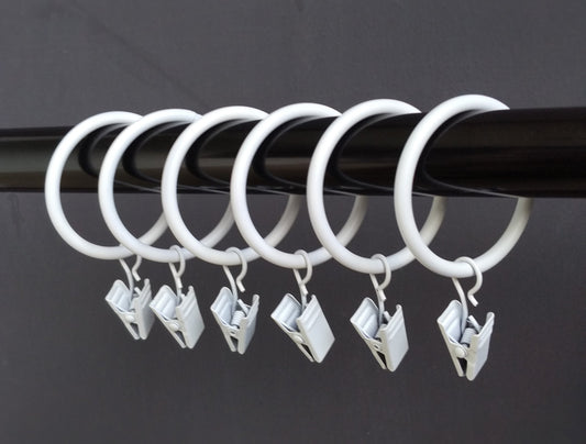 T-Juan MM (1.5") 1.5 Inches Smooth Metal Curtain Rings with Clips (28, White)