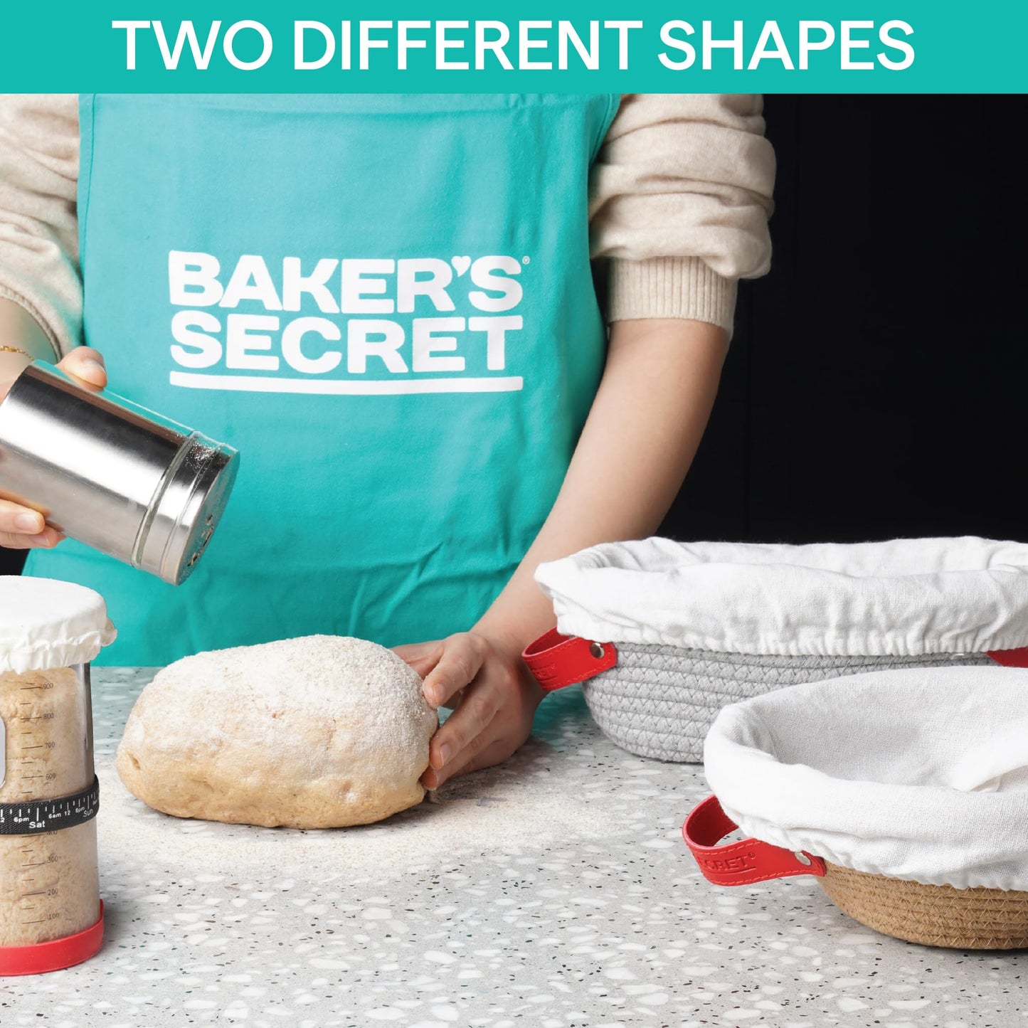 Baker's Secret Cotton Rope Banneton Bread Proofing Basket Set, Oval & Round Bread Baskets with Liners & Covers for Artisan Bread Baking, Sourdough Bread Baking Supplies