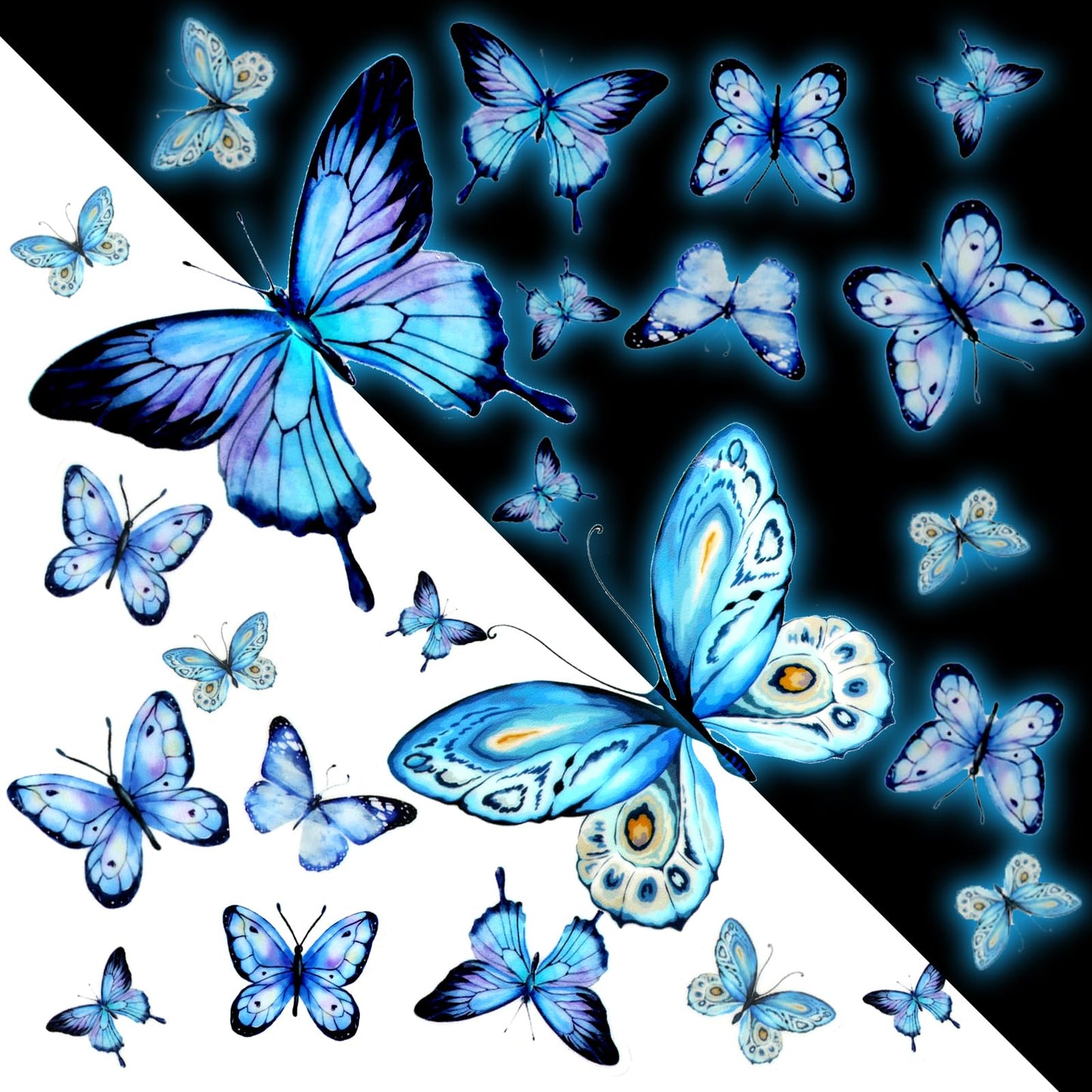 Glow In The Dark Butterflies Blue Luminous Butterfly Glow In The Dark Wall Stickers Luminous Butterfly Stickers For Ceiling Or Wall Removable Butterfly Decals For Kids Baby Nursery Bedroom Decoration