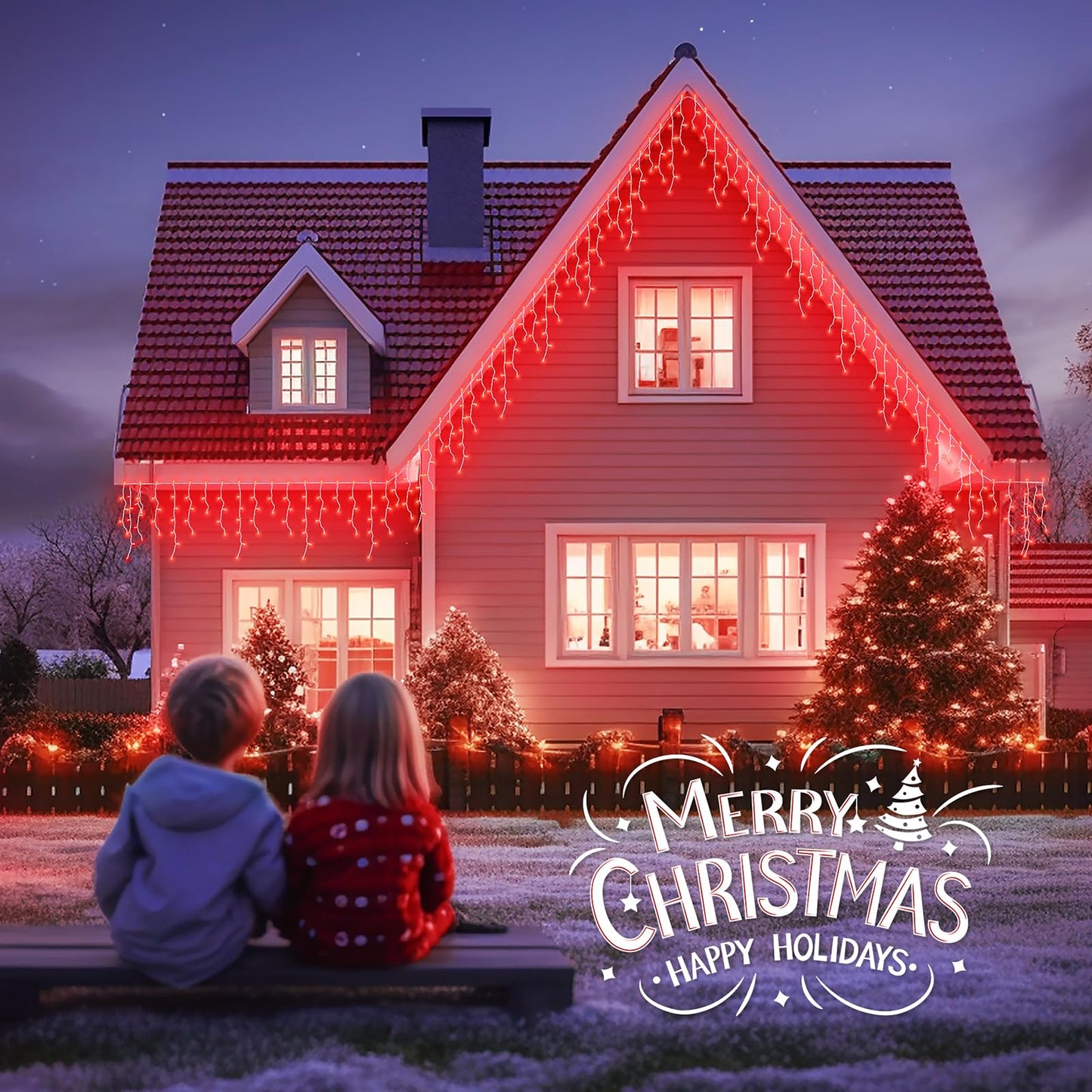 BEEWIN 23FT 200Count Red Icicle Lights,White Wire Icicle Mini Lights Plug in with 40 Drops,Hanging Curtain Fairy String Light Connectable for Christmas Valentine's Day Halloween Party Decorations
