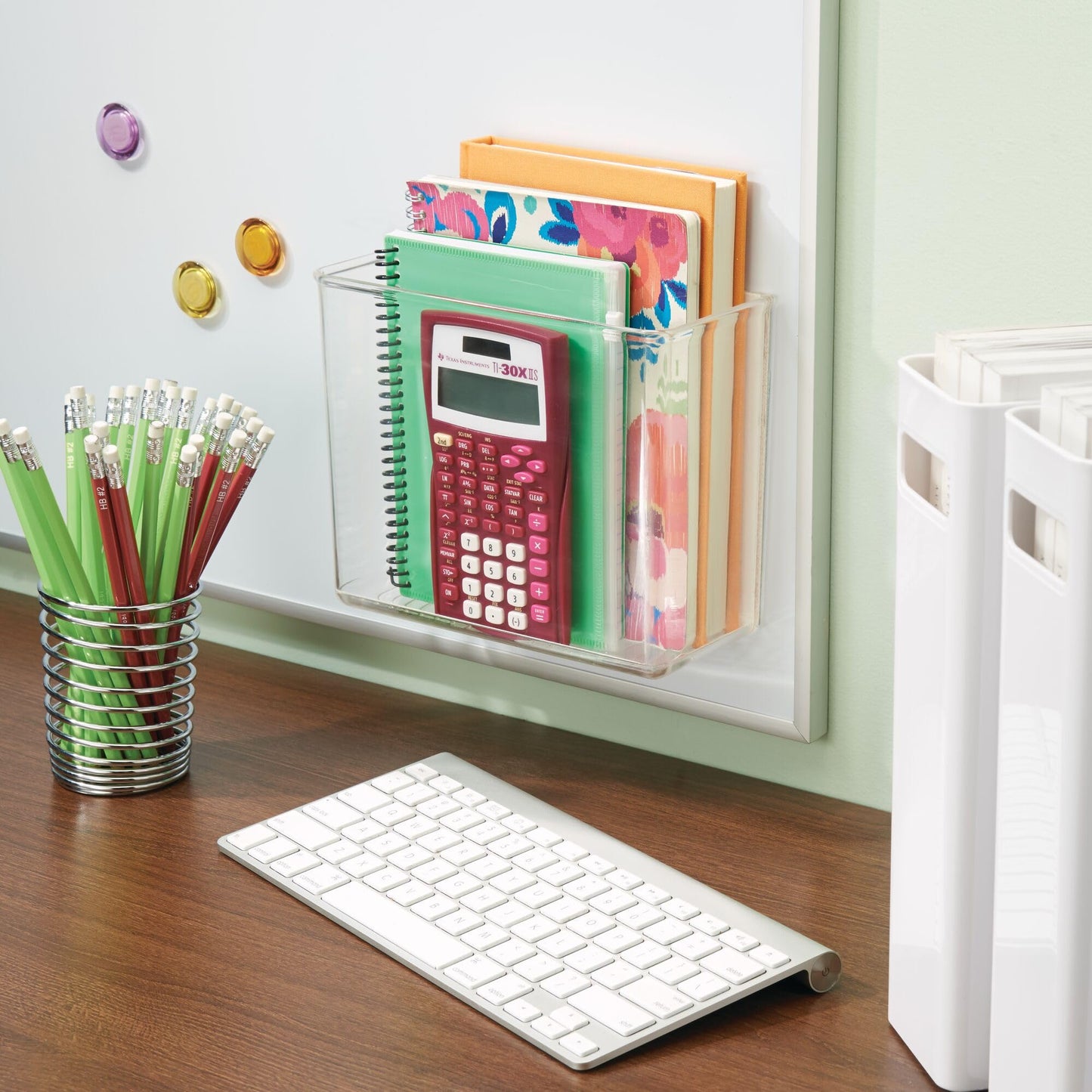 iDesign AFFIXX Plastic Wall Mount Organizer for Kitchen, Bathroom, Office, Bedroom, Garage, Craft Room, 3.5" x 8" x 5.5", Clear