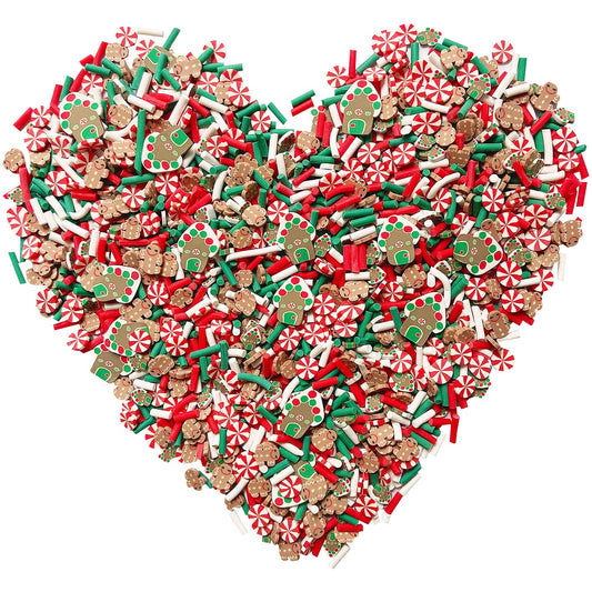 EHOPE Christmas Slices Fake Sprinkles Resin Sprinkles Fake Candy Sprinkles Clay Sprinkles Polymer Sprinkles Polymer Clay Slices for Nail Art DIY Crafts Cake Phone(Christmas House+Snowman-40G）