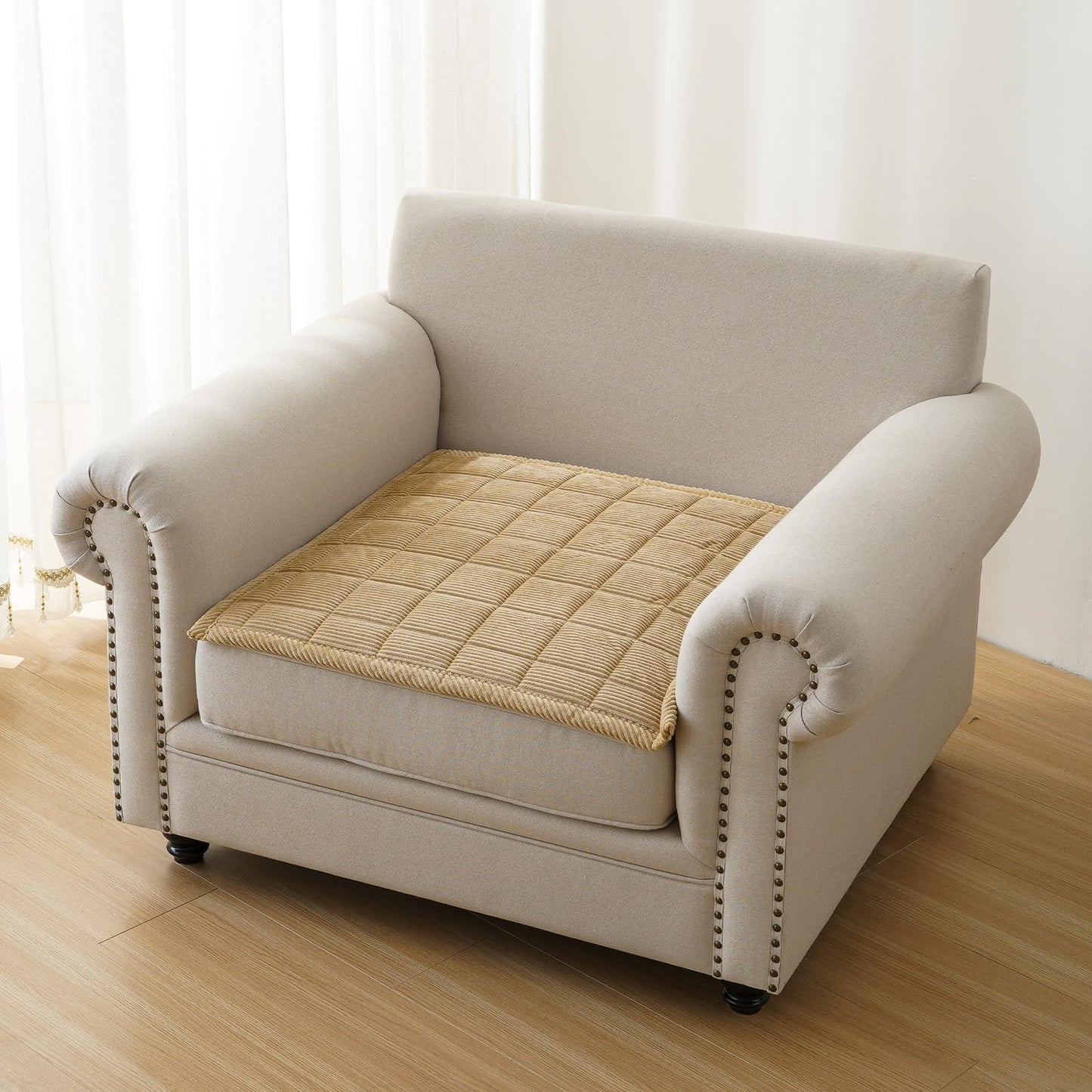 PJLZJFBY Couch Covers for Dogs Washable, Non Slip Couch Covers for Loveseat Sofa Pet Friendly, Soft Fuzzy Sofa Covers for Pet, Dog Couch Cover Furniture Protector(1PC,Light Brown,27.6"x27.6")