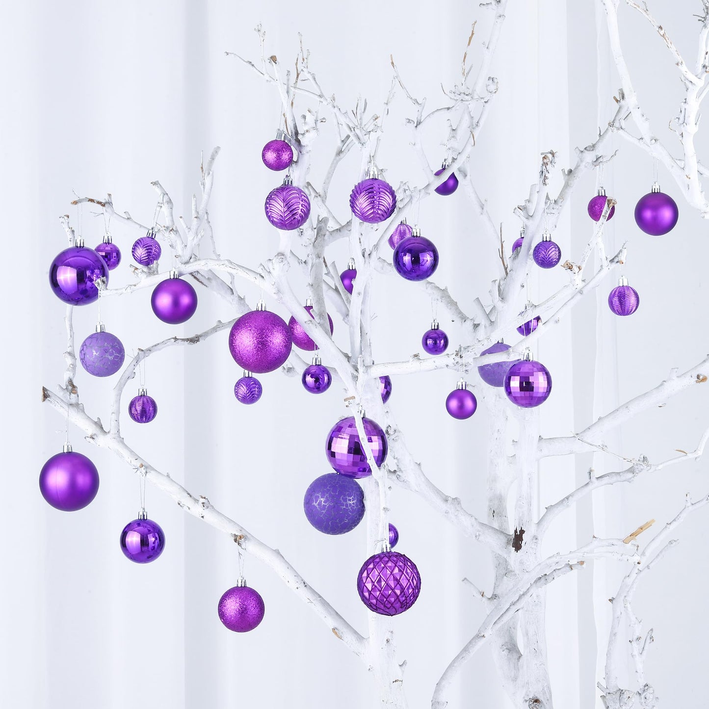LANGXUN 36pcs Purple Christmas Tree Decorations Balls, Bolas De Navidad, 2025 Christmas Decor, Indoor Outdoor Shatterproof Christmas Ornaments, Xmars Party Wedding Suppiles