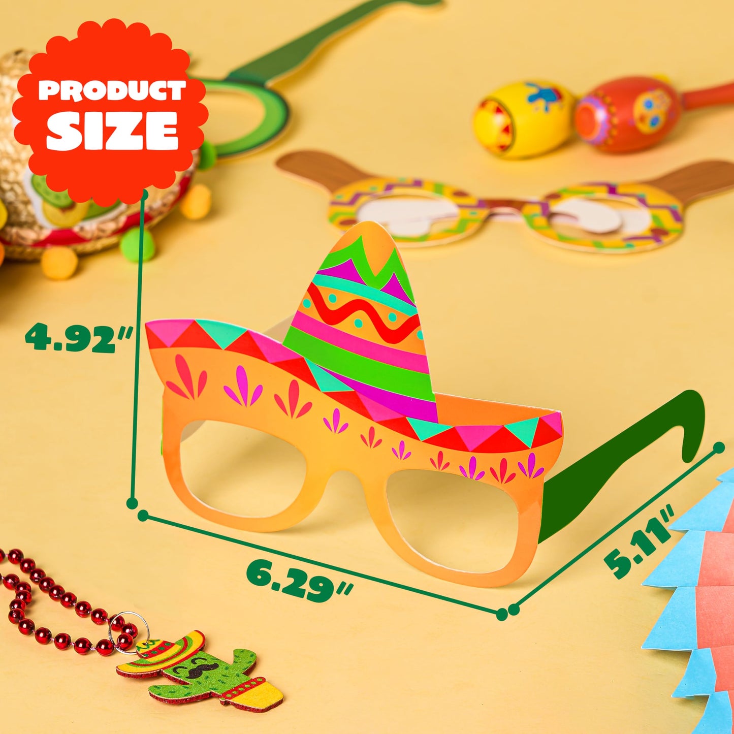JOYIN 12 PCS Mexican Fiesta Party Paper Eyeglasses for Cinco de Mayo Party Decorations, Mexican Themed Bachelorette Party Favors, Party Costume Photo Booth Props Supplies for Taco Tuesday
