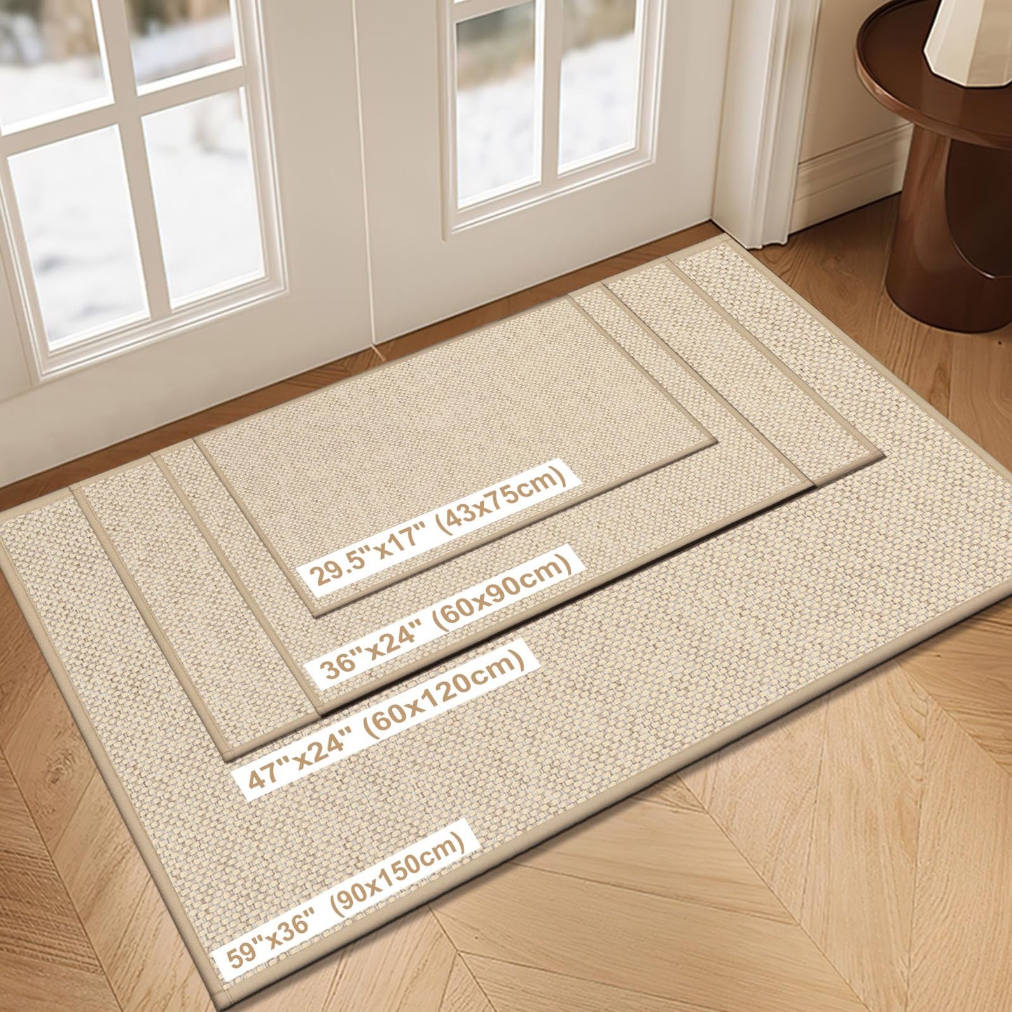 LEKEEPGO Door Mat 17"x29", Non Slip Door Mat Indoor Entrance, Rubber Backing Indoor Door mats Washable Absorbent Low-Profile Doormat Front Entryway Entry Resist Dirt Inside Door Mats, Khaki