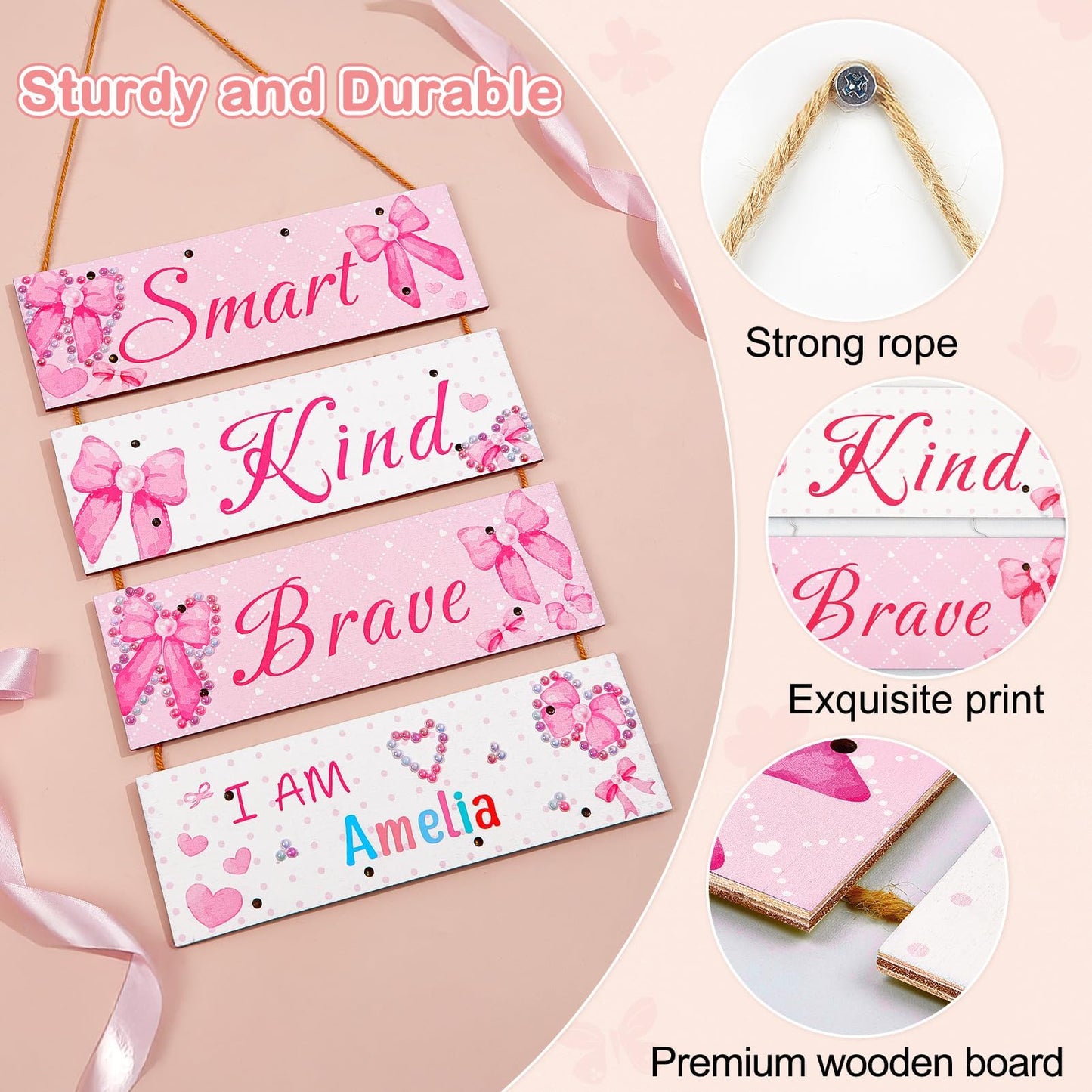 Unicorn Castle Girls Room Decor with LED Light Inspirational Motivational Room Decor for Teen Boys Wall Decor Art with Sticker for Nursery, Pink Bow