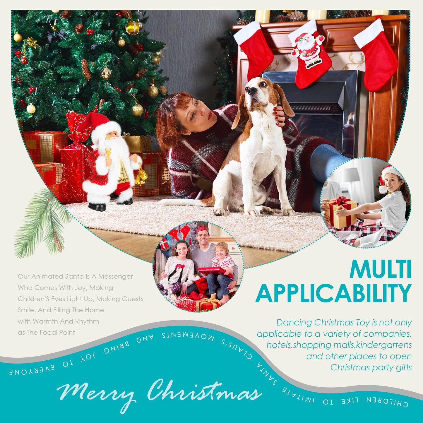 SdeNow Rotating Dancing Santa Claus with Music Walking Animated Christmas Doll Santa Singing Christmas Decorations and Santa Claus Stuffed Toy for Kids