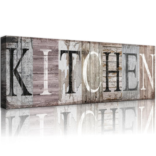 DCMVJHZV Kitchen Signs Canvas Wall Art Rustic Kitchen Wall Decor Retro Farmhouse Sign Print Quotes Painting Picture With Solid Wood Inner Frame Decor Ready to Hang(6"x16")