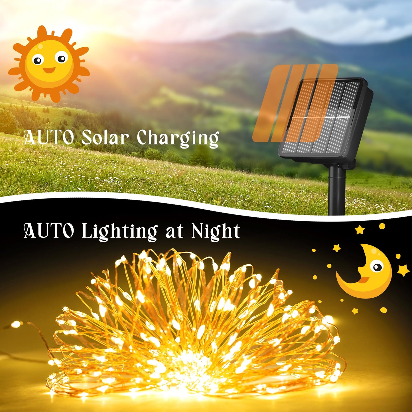 Selarlyt 200 LED 72Ft Solar String Lights for Outside, Solar Fairy Lights for Outside Waterproof with 8 Modes, Twinkle Light for Patio Tree Christmas Party Wedding Decor(Warm White)