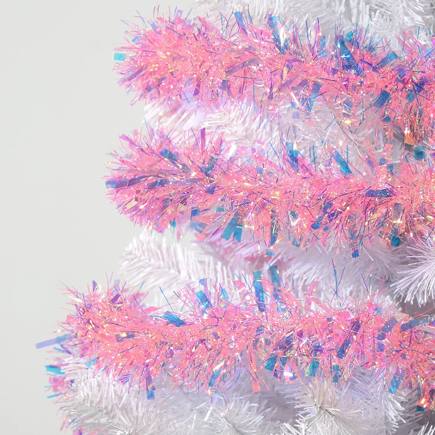 LOMIMOS 17 Ft Easter Christmas Tinsel Garland,Pink Glittering Decoration for Xmas Tree Party Wedding Supplies