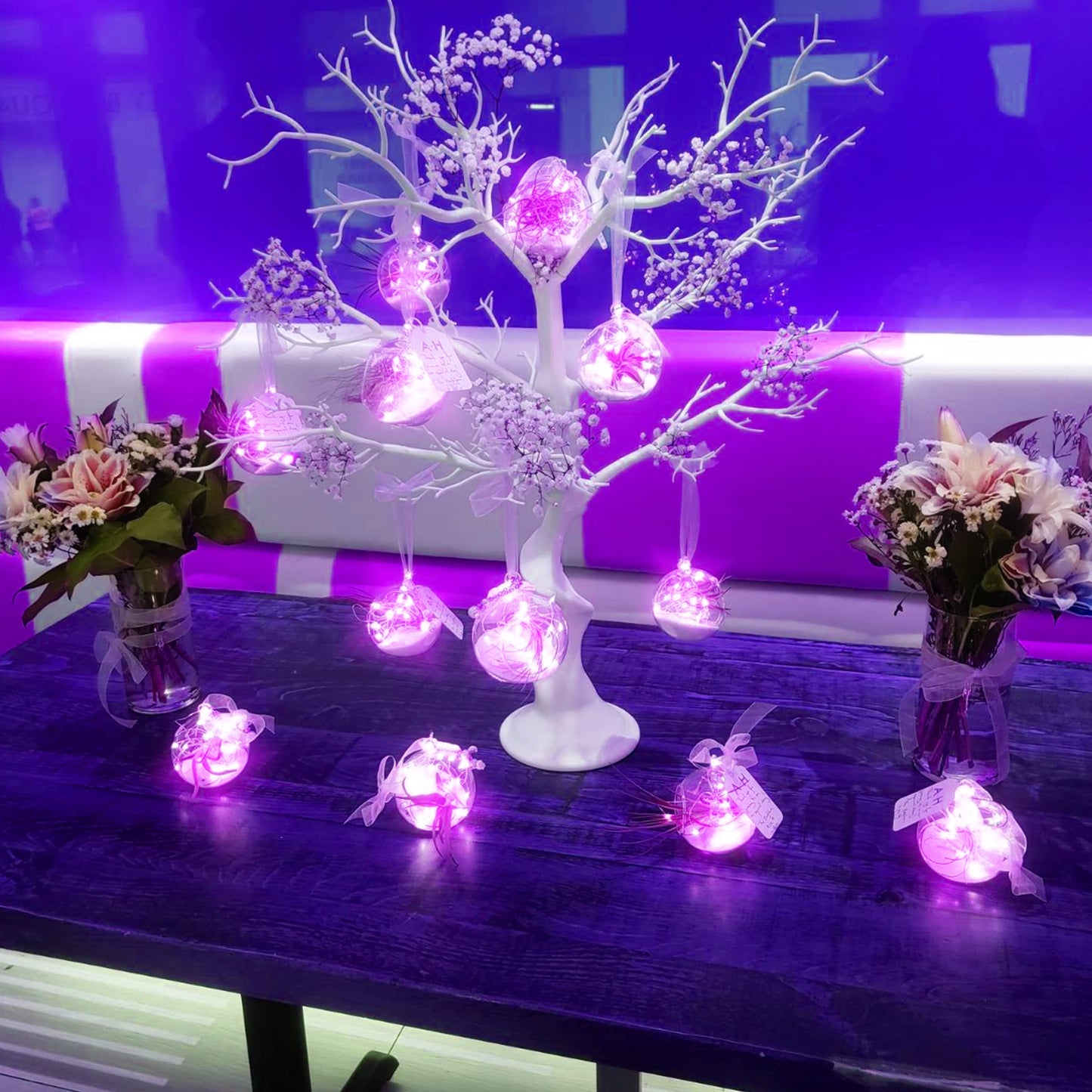 SmilingTown 15 Packs 20 Led Purple Fairy Lights Battery Operated 6.6ft Silver String Lights Waterproof Firefly Starry Light for DIY Table Centerpieces Wedding Halloween Christmas Party Decor
