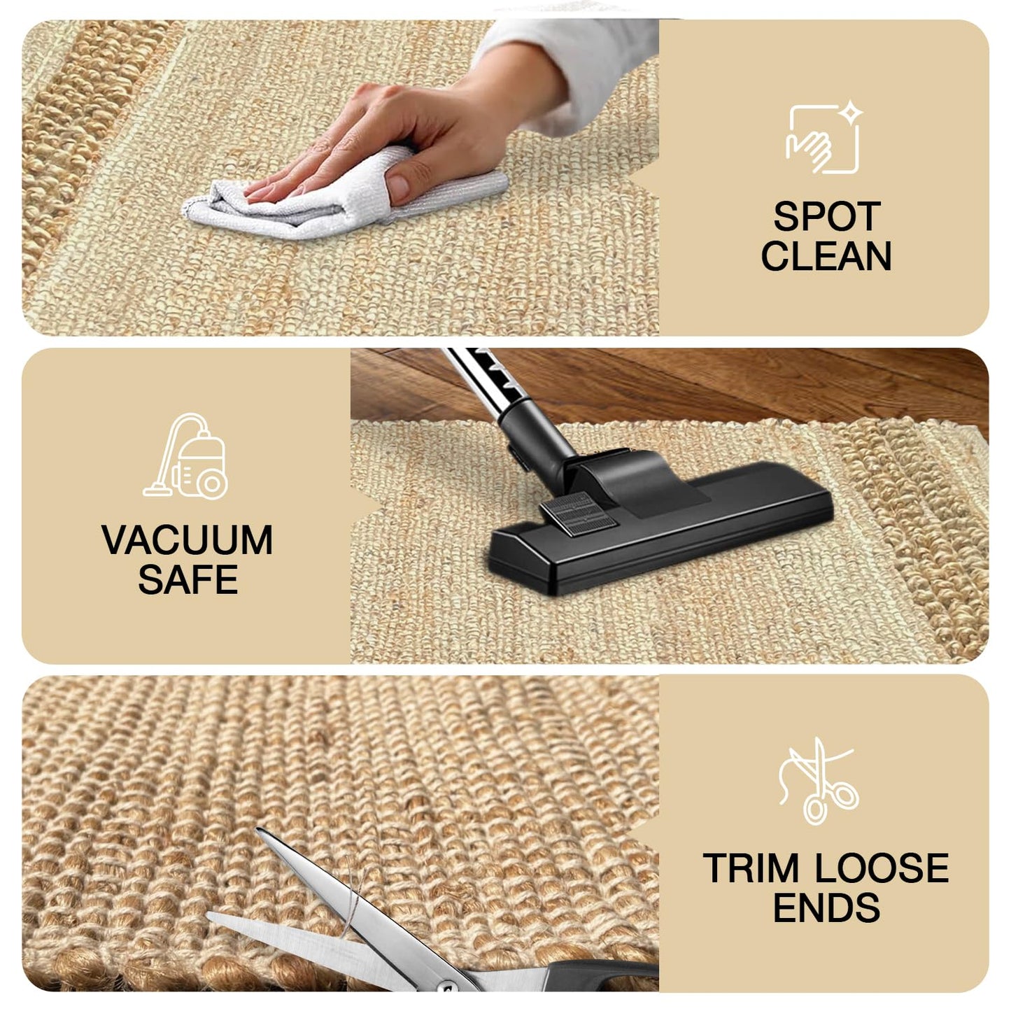 Chardin home 2x3 Jute Cotton Hand Woven Doormat Rug, Natural Jute Braided Entryway Mat | Rustic Boho Farmhouse Textured Accent Rug for Front Door, Kitchen, Bedroom, or Bathroom | Natural Fiber Rug
