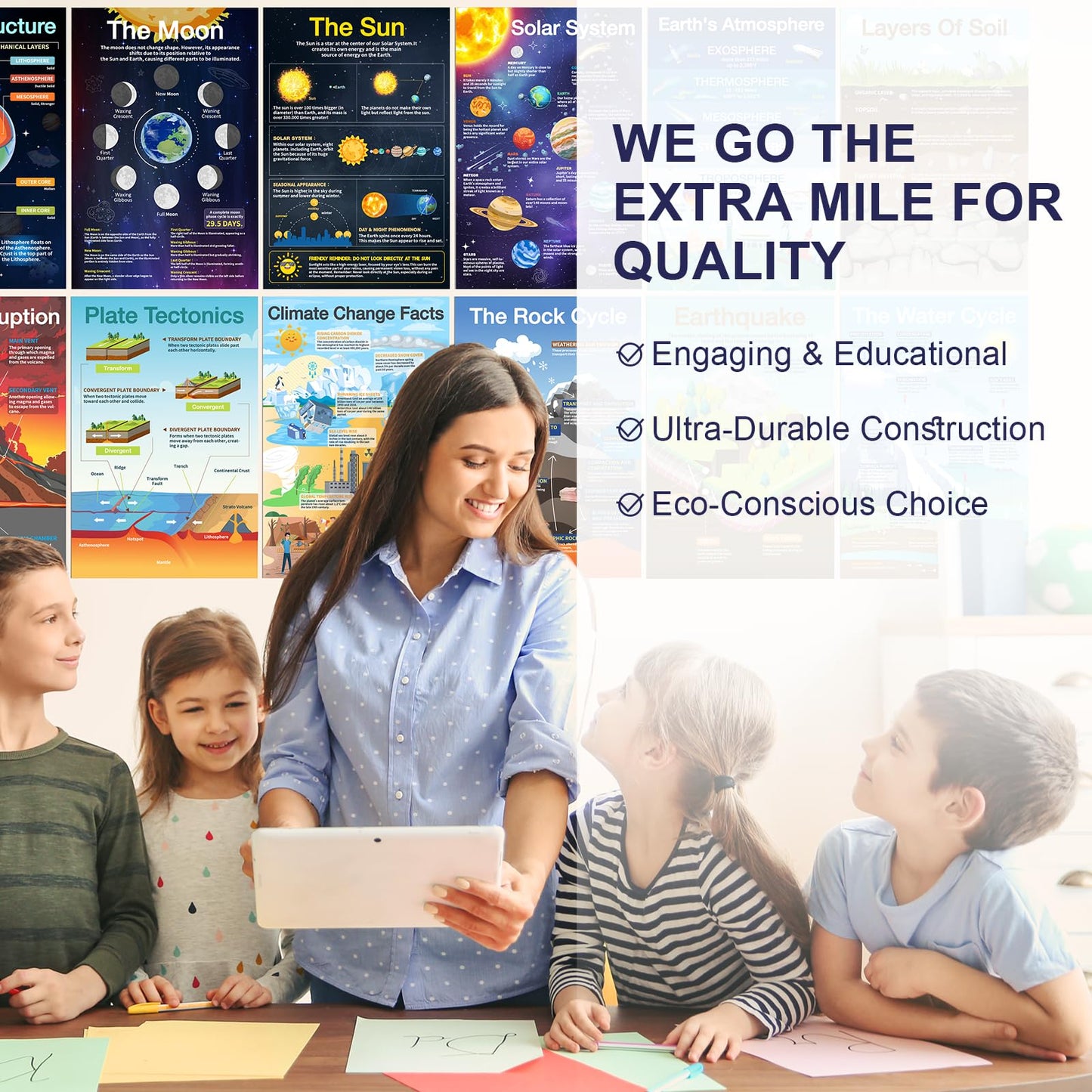 Shoparr Educational Posters - 14 Earth Science Posters, 11x17in, Educational Charts & Posters, Waterproof, Science Decor for Homeschool, Hallways, Home Study Room, Educational Center