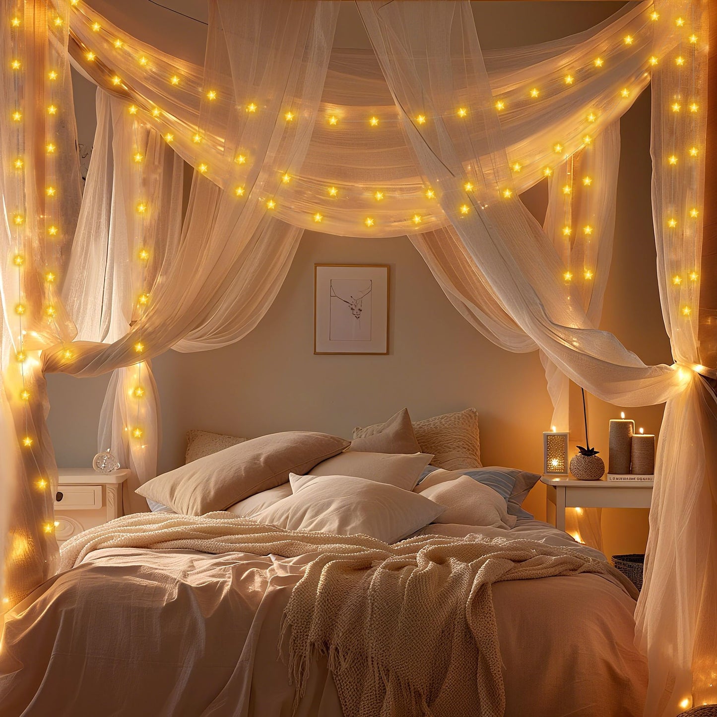 LiuZpatial Smart Star Lights for Bedroom Indoor, 33 FT 80 LED USB Star Ttring Lights, App & Remote Control, Timer Music Sync