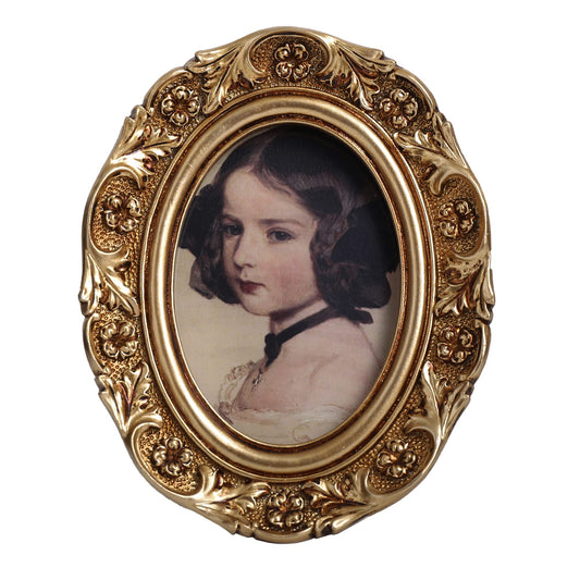 VINLIFE Small Vintage Picture Frames 2.5x3.5 Antique Ornate Oval Mini Picture Frames for Wall Mount and Tabletop Victorian Home Decor Photo Gallery Art, Gold, Oval