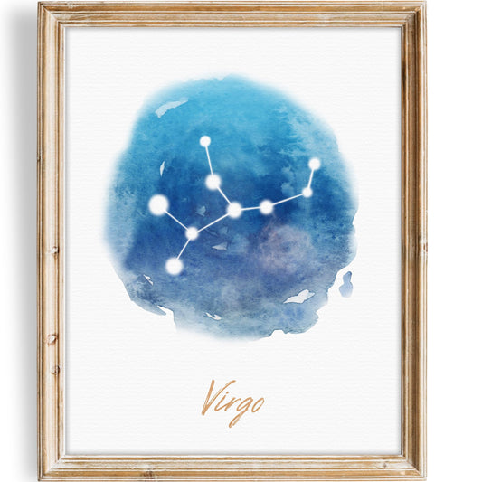 DREAM BIG PRINTABLES Virgo Constellation Art Print - 8x10 (Unframed) | Zodiac Star Sign Wall Decor for Astrology Enthusiasts
