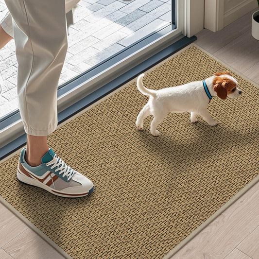 LEKEEPGO Door Mat Indoor Entrance 17"x29", Ultra Thin Indoor Door mat, Absorbent Washable Entryway Doormats, Low-Profile Dirt Trapper Doormat Entry Inside Door Mats Front Floor Mats, Beige