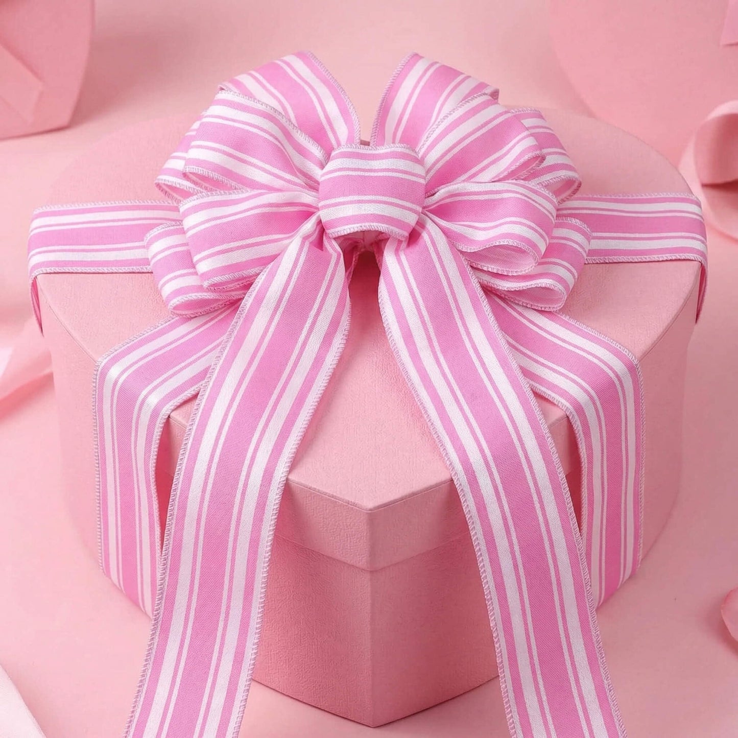 NUVCELKA Pink White Striped Wreath Bow for Front Door, 20x11 Inch Large Premade Girl Baby Shower Bows, Spring Easter Decorate