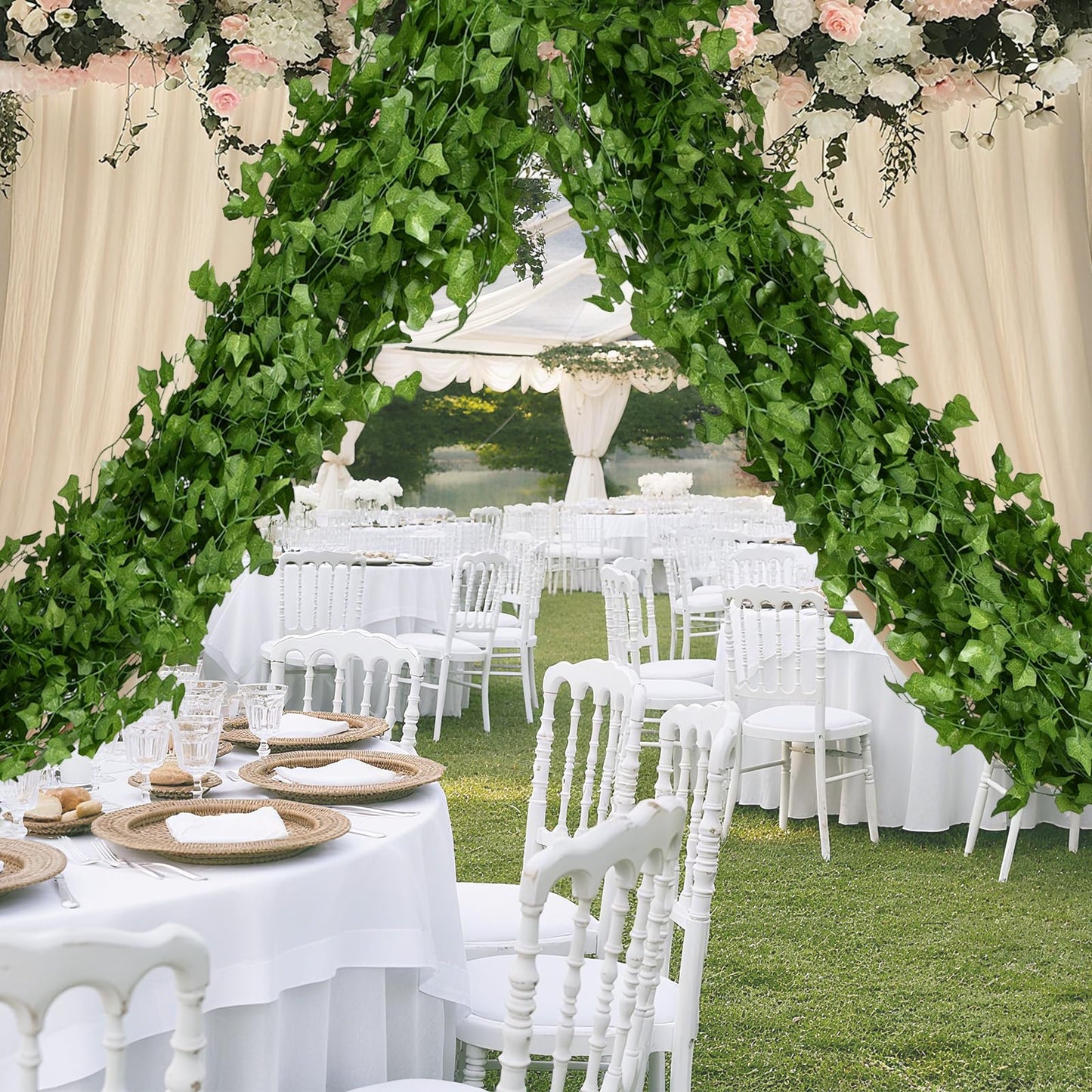 SKHYVQW 50 Pack 375 Feet Fake Vines for Room Decor Artificial lvy Greenery Garland Vine Leaves, Leaf Plants Flowers Foliage for Bedroom,Garden Wall.Decor Indoor Outdoor