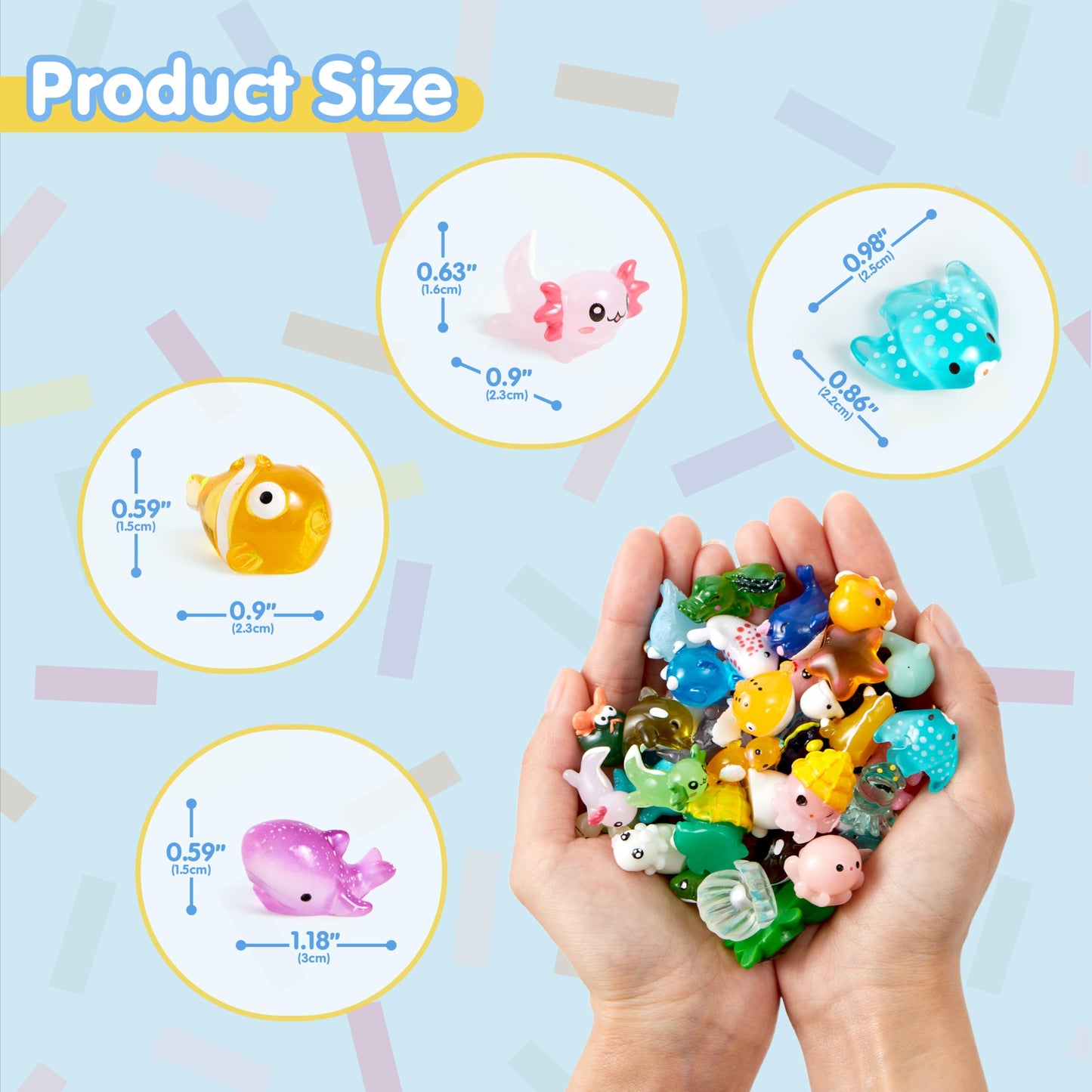 JOYIN 50 Pcs Mini Ocean Resin Animals Figures, Mini Sea Animals Figurines for Aquarium Ornaments Decorations, Cute Garden Accessories, Birthday School Slime Charms for Crafts, DIY Miniature Scenes