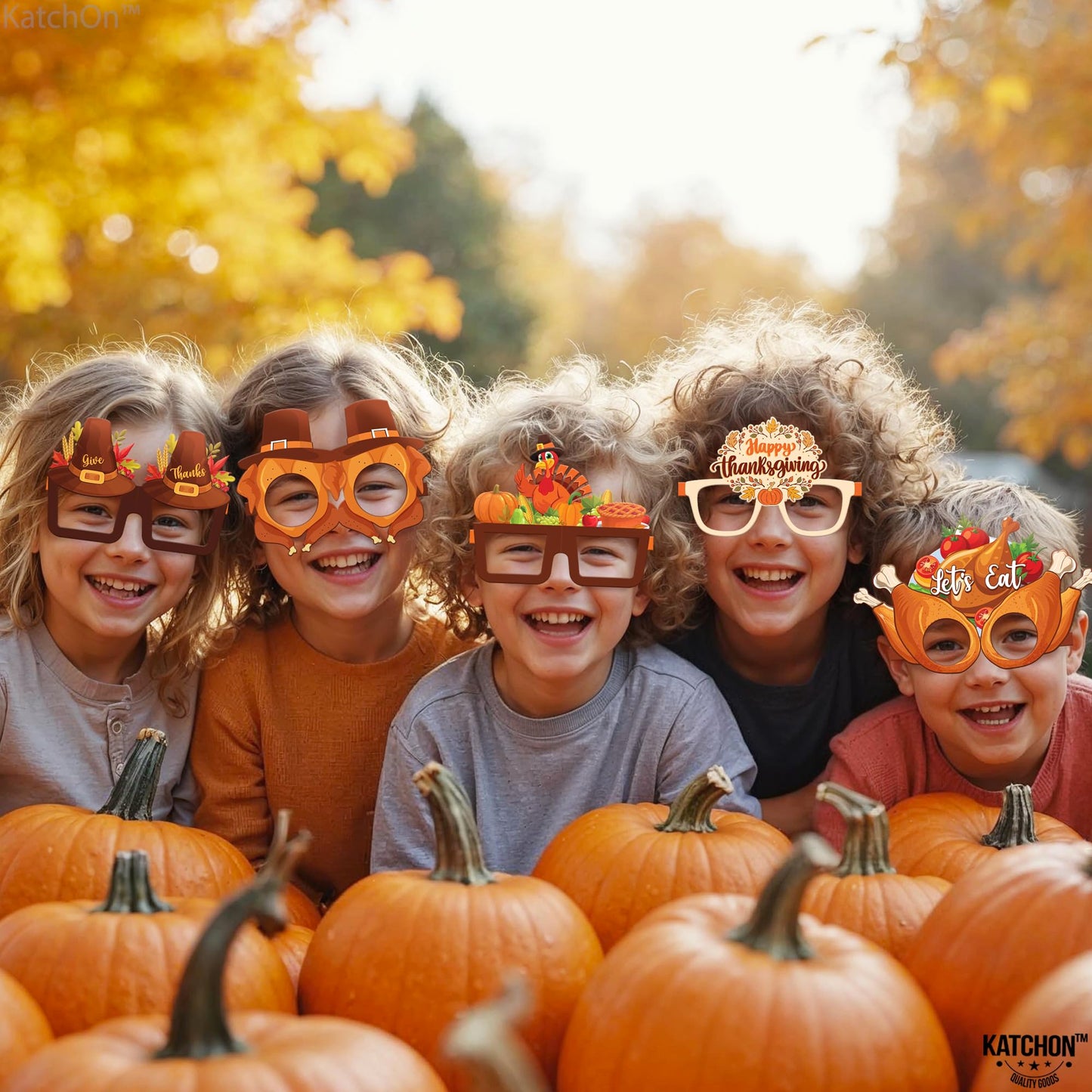 KatchOn, Happy Thanksgiving Glasses - Pack of 12 | Fall Thanksgiving Party Favors for Thanksgiving Party Decorations | Turkey Glasses, Thanksgiving Photo Booth Props | Thanksgiving Decorations