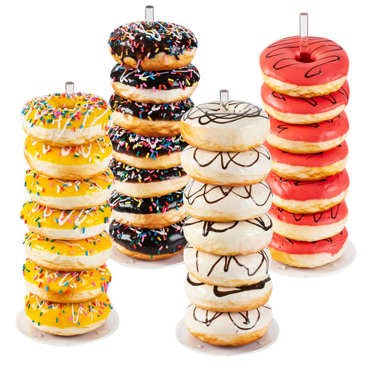 HENABLE 4PCS Acrylic Donut Display Stand Tower - Dessert Table Holder for Donuts, Bagels & Doughnuts - Perfect for Parties, Christmas, Birthday & New Year