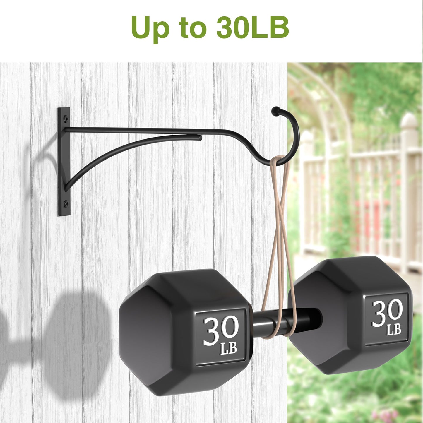 saffruff 11 Inch Heavy Duty Plant Hangers Outdoor, Metal Plant Brackets for Hanging Baskets, Plant Wall Hooks for Bird Feeders, Wind Chimes & Lanterns, Premium Metal Hooks Matte Black, 30lbs Capacity