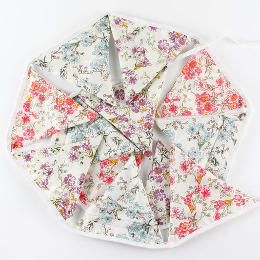 LOVENJOY Pastel Pennant Banner Triangle Spring Floral Fabric Bunting Shabby Chic Tea Party Flag Garland