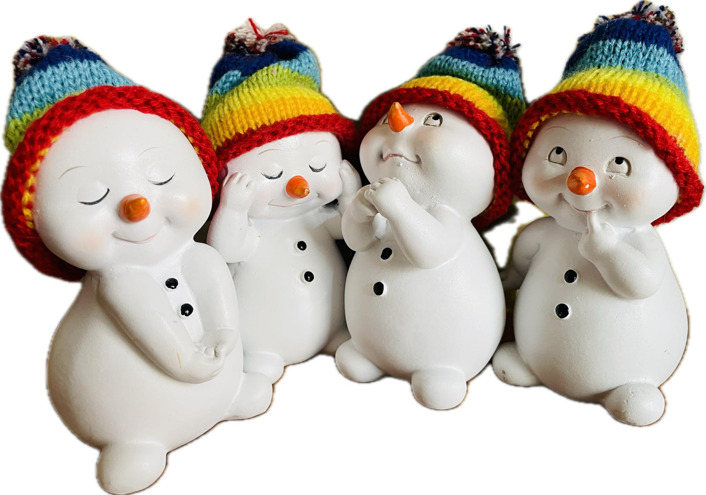 khevga Christmas Decorations Indoor - Christmas Decoration Figures Snowman Set of 4 Rainbow