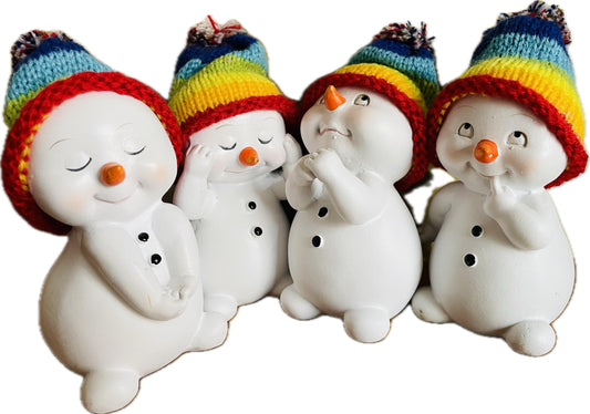 khevga Christmas Decorations Indoor - Christmas Decoration Figures Snowman Set of 4 Rainbow