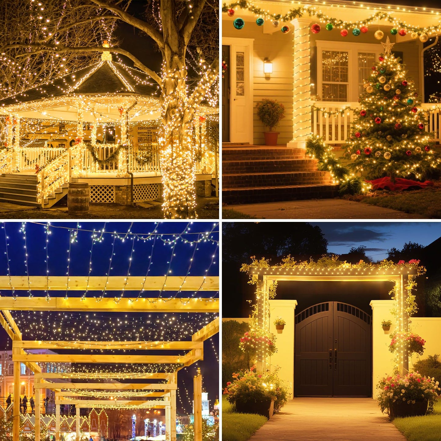 Soiarllt 2 Pack Solar String Lights Outdoor - Total 92FT 240 LED Solar Christmas Lights Outdoor Waterproof with 8 Lighting Modes for Xmas Tree Garden Party Decorations(Warm White)