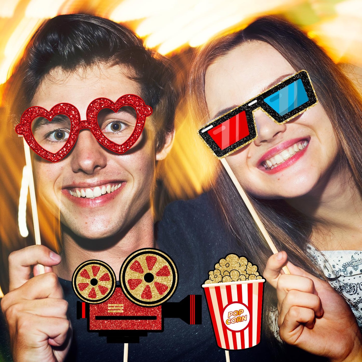 Movie Night Supplies Photo Booth Props Hollywood Photobooth Props for Movie Theater Themed Red Carpet Birthday Party Favors Supplies