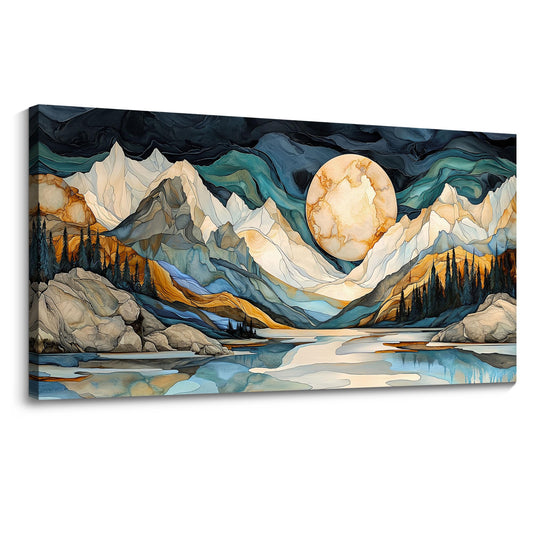 JEAWA Large Canvas Wall Art - Abstract Painting Decor, Textured Mountain Pictures as Gifts for Friends, Modern Art Prints for Bedroom Living Room Bathroom Home Decoration, 29x58 IN