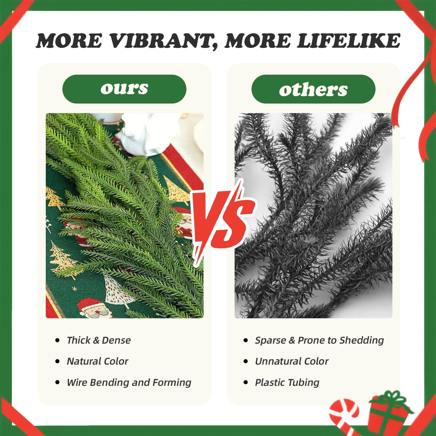 SEHAUSEU 6FT 2 Pcs Norfolk Pine Garlands, Realistic-Feel Christmas Cedar Garland with Thick & Soft Texture, Suitable for Mantels/Tables/Staircases/Door Frames, Christmas Decorations