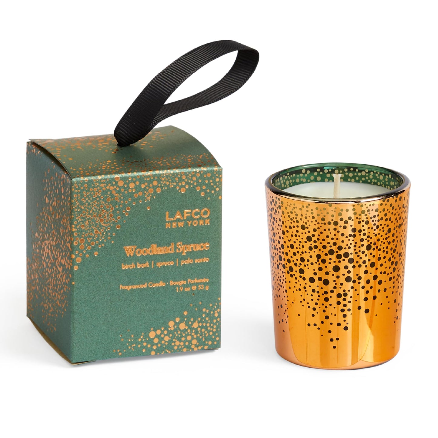 LAFCO New York Holiday Votive Candle, Woodland Spruce - 1.9 oz - 20-Hour Burn Time - Reusable, Decorative Glass Vessel - Made in The USA