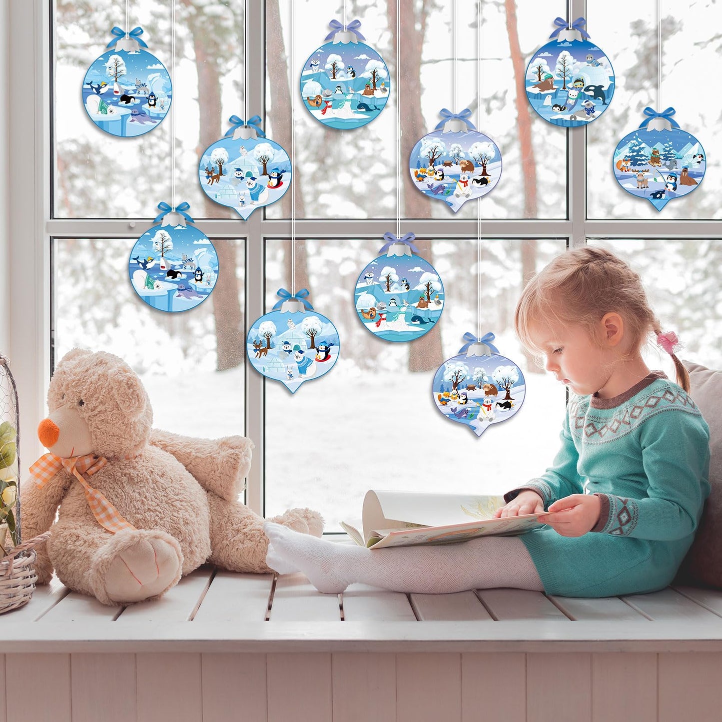 Containlol 48 Sets Winter Crafts Kits for Kids Winter Polar Animal Crafts for Kids Make Your Own Polar Animal Crafts Kits Winter Craft Ornaments DIY Art and Crafts for Home Class Activities