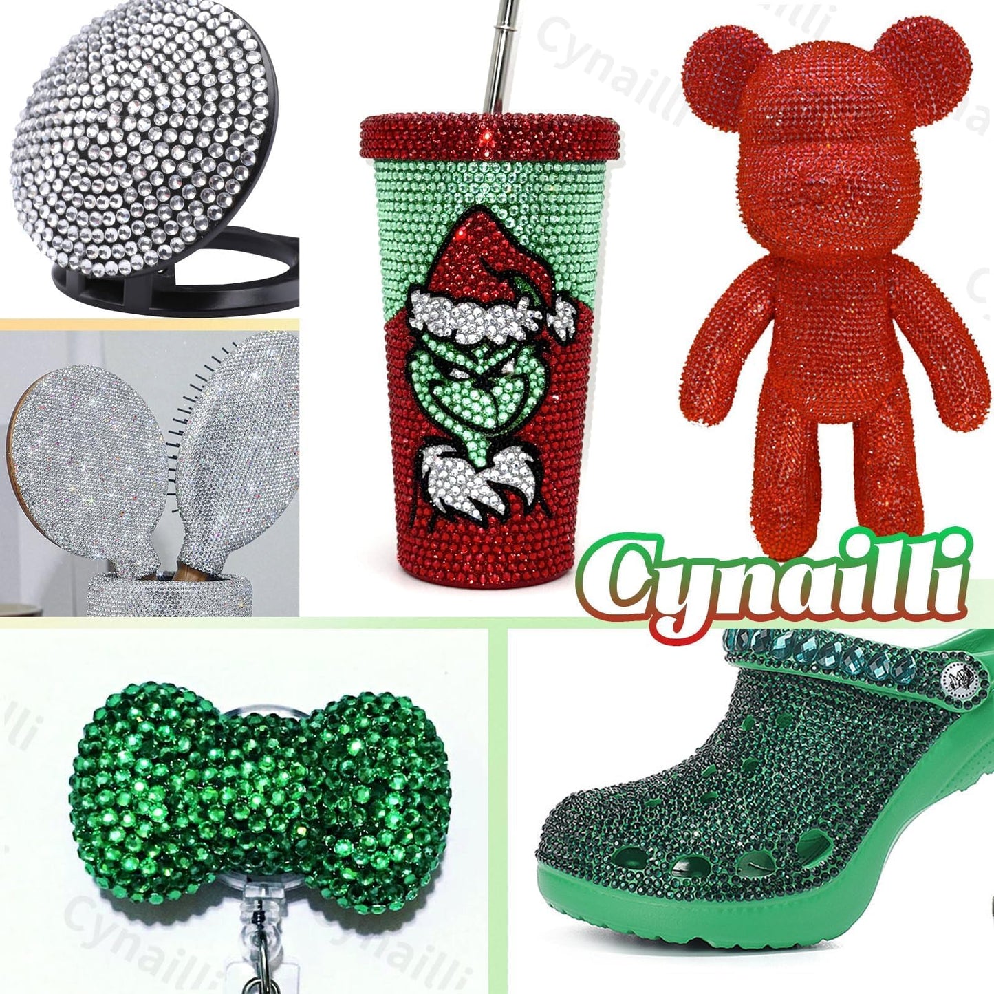 Christmas Red Green Mixed Flatback Rhinestones & Pearls, Pearl and Rhinestones for Crafting, Pearls Heart Bows Nail Charms for Christmas Craft DIY Ornaments, Tumbler Cups, Nail Art and Gift Making