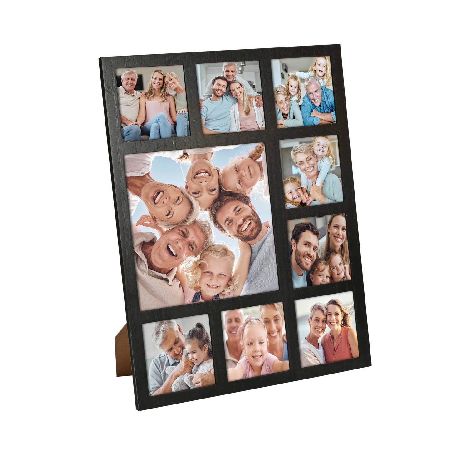 MONT PLEASANT Picture Frame Collage Family Photos Display 4x4 and 8X8-9 Openings Collage Picture Frame for Wall for Tabletop Stand Black Picture Frames Set for Home Decor Family Gifts