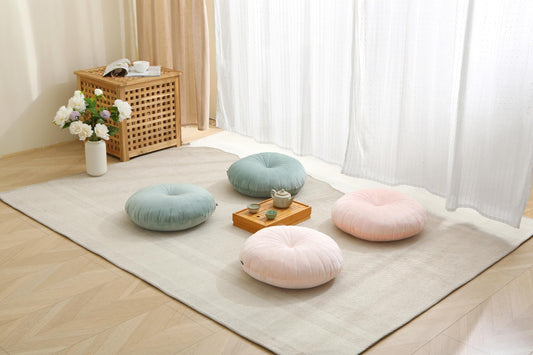 MolynnChic Floor Pillow Meditation Cushion Round Large Floor Pillows Seating for Adults, Velvet Thick Floor Cushions for Yoga Living Room Balcony Outdoor Tatami 18inch（Green）
