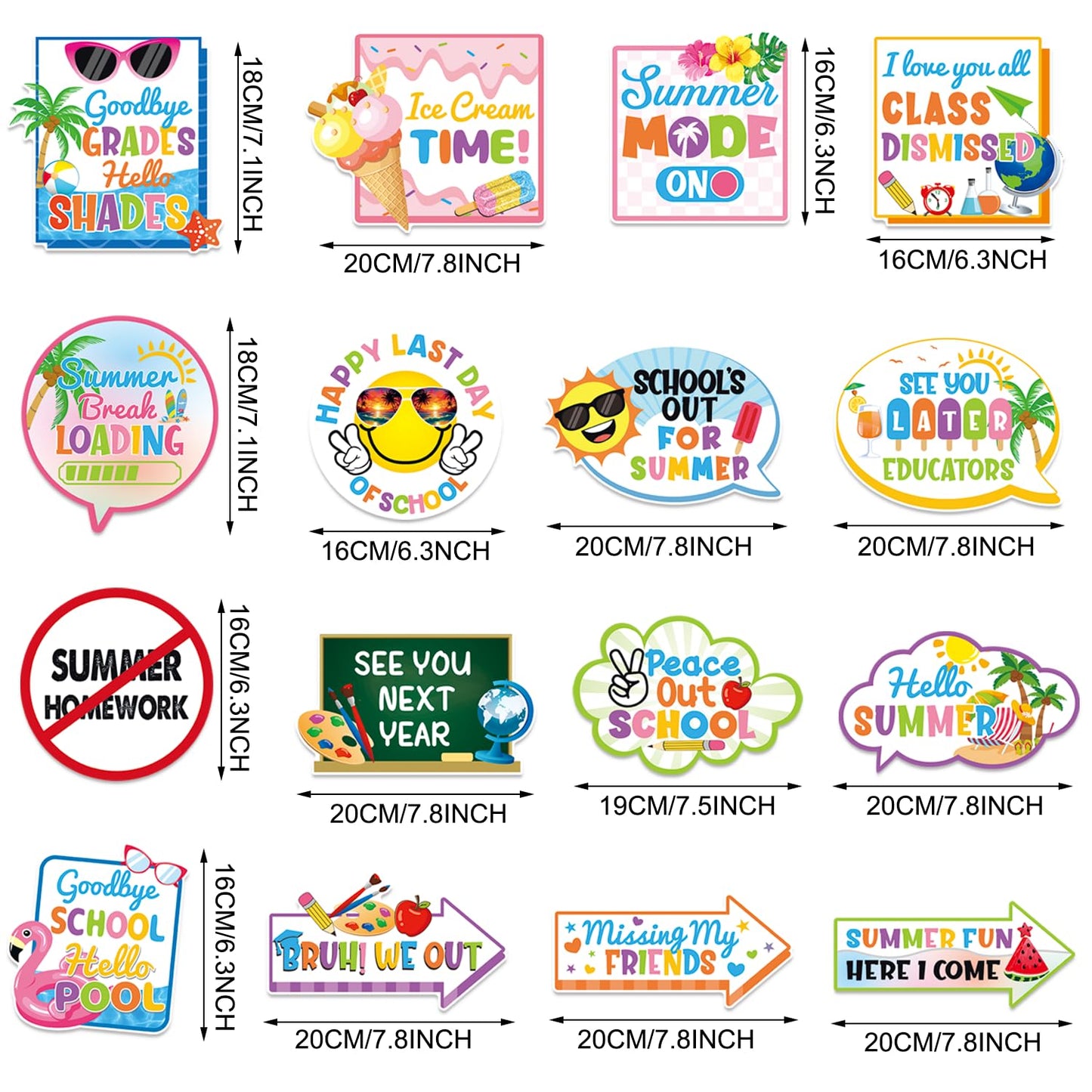 School's Out for Summer Photo Props Last Day of School Decorations Peace Out School Hello Summer Photo Booth Props Goodbye School Hello Pool Summer Vacation Party Decoration Supplies 35 Pieces